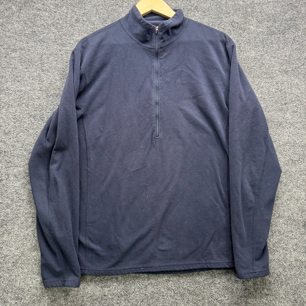 REI Mens Quarter Zip Fleece Pullover Navy Blue Mock Neck Outdoor Size M